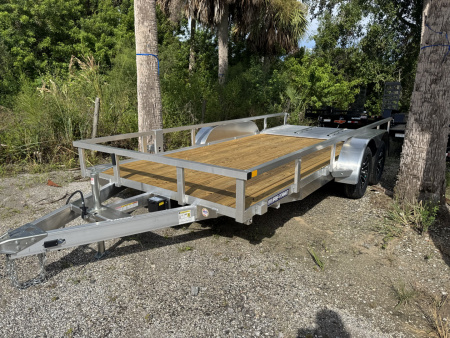 New 2026 Sure-Trac 7X16 TANDEM AXLE 7000 LB GVWR ALUMINUM TUBE TOP UTILITY TRAILER WITH REAR RAMP GATE, MAG WHEELS, PRESSURE TREATED DECK