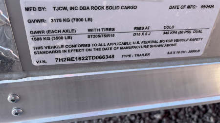 New 2026 Rock Solid Cargo 8.5X16 7K CARGO TRAILER Cargo / Enclosed Trailer