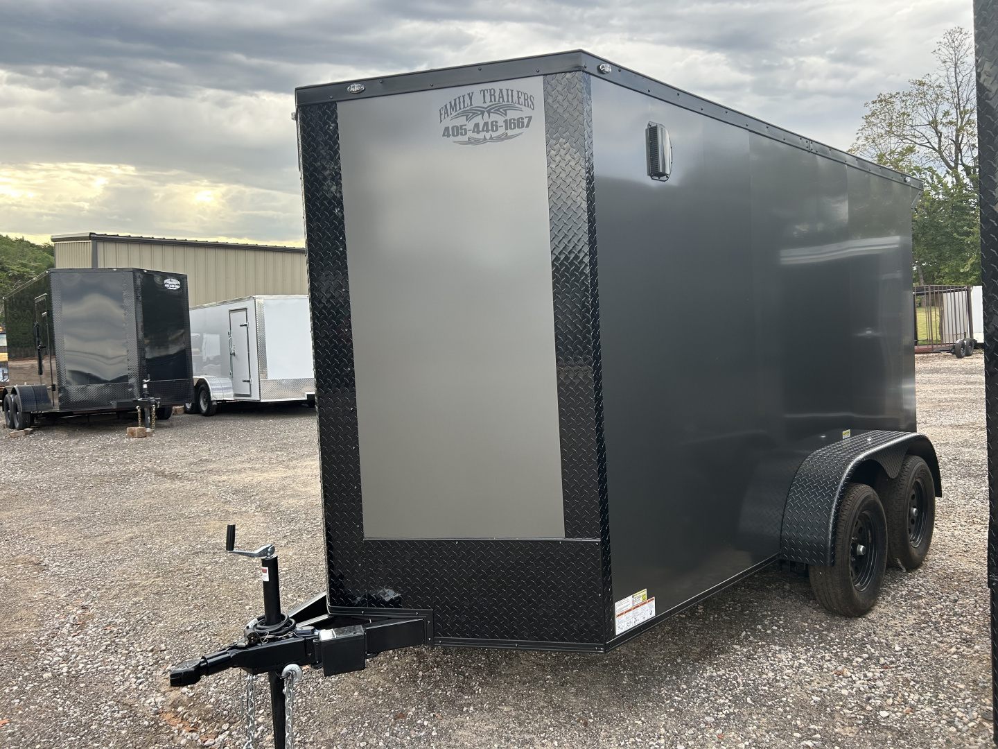 New 2025 Family Trailer 6x12 Tandem Axles Cargo / Enclosed Trailer-Screwless-Blackout pkg.-Rear Spoiler