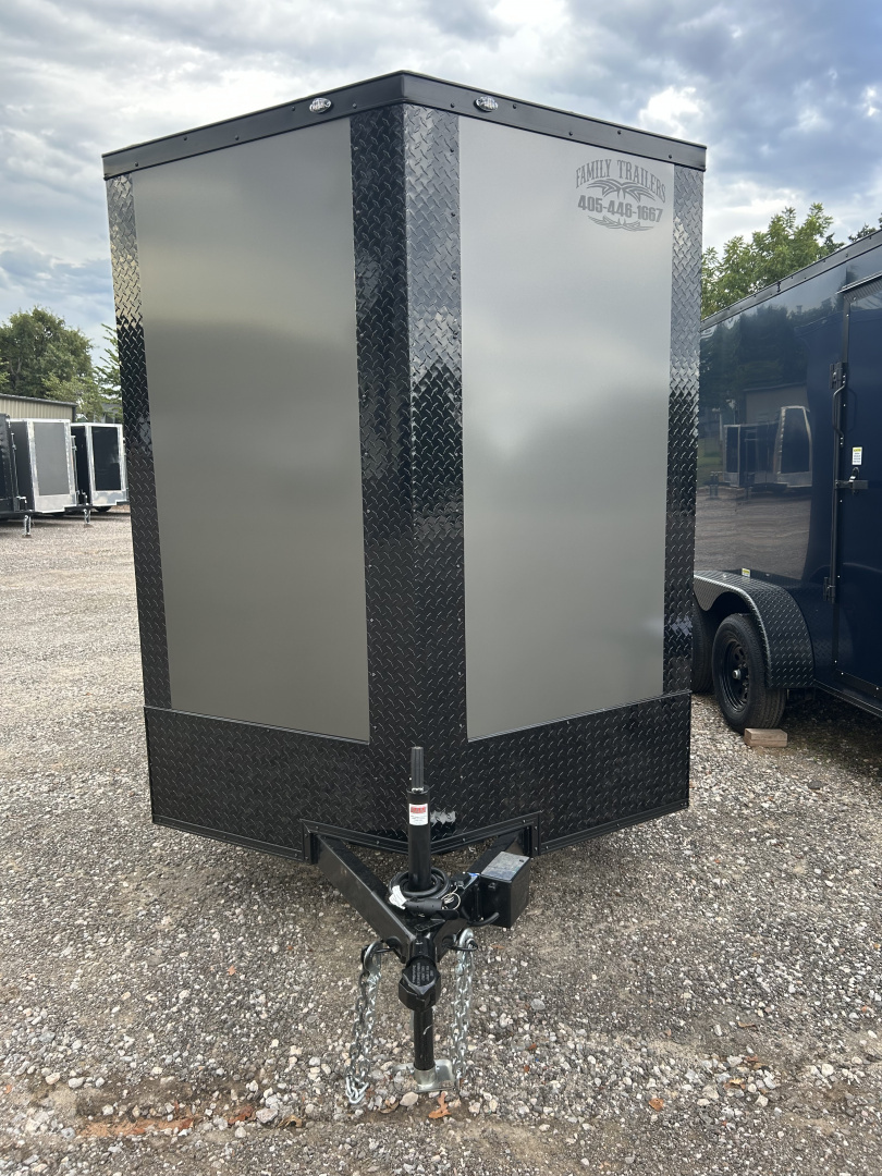 New 2025 Family Trailer 6x12 Tandem Axles Cargo / Enclosed Trailer-Screwless-Blackout pkg.-Rear Spoiler