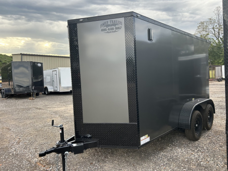New 2025 Family Trailer 6x12 Tandem Axles Cargo / Enclosed Trailer-Screwless-Blackout pkg.-Rear Spoiler