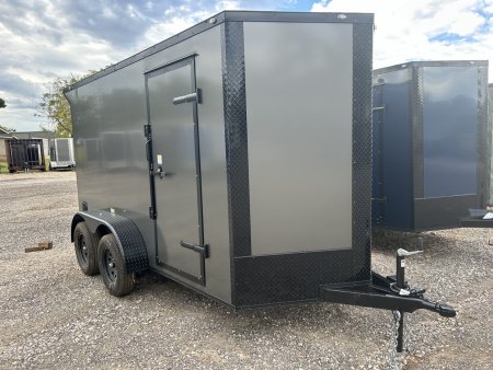 New 2025 Family Trailer 6x12 Tandem Axles Cargo / Enclosed Trailer-Screwless-Blackout pkg.-Rear Spoiler
