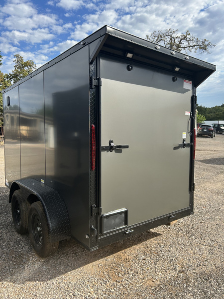 New 2025 Family Trailer 6x12 Tandem Axles Cargo / Enclosed Trailer-Screwless-Blackout pkg.-Rear Spoiler