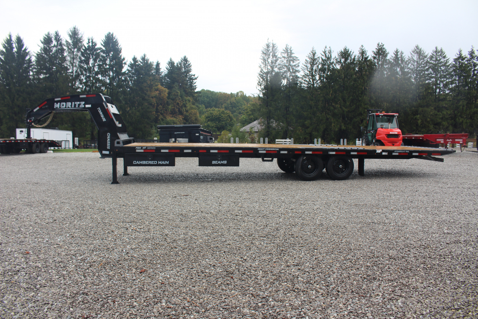 New 2025 Moritz FDGH Hydraulic Tail 30' GOOSENECK Deckover Flatbed Trailer- 17900# GVW