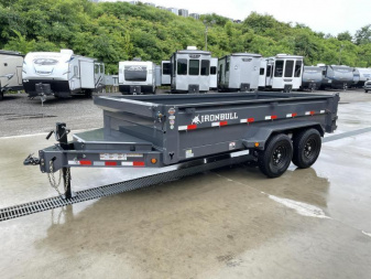 New 2026 Ironbull 7x16' Dump Trailer 14000# GVW * TARP KIT * SCISSOR HOIST * 8" I-BEAM FRAME * 1PC 7 GA FLOOR * COMBO GATE * UNDERBODY BED RUNNERS * OVERSIZED TOOLBOX * IRONCLAD WARRANTY