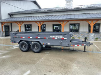 New 2026 Ironbull 7x16' Dump Trailer 14000# GVW * TARP KIT * SCISSOR HOIST * 8" I-BEAM FRAME * 1PC 7 GA FLOOR * COMBO GATE * UNDERBODY BED RUNNERS * OVERSIZED TOOLBOX * IRONCLAD WARRANTY