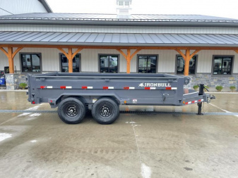 New 2026 Ironbull 7x16' Dump Trailer 14000# GVW * TARP KIT * SCISSOR HOIST * 8" I-BEAM FRAME * 1PC 7 GA FLOOR * COMBO GATE * UNDERBODY BED RUNNERS * OVERSIZED TOOLBOX * IRONCLAD WARRANTY