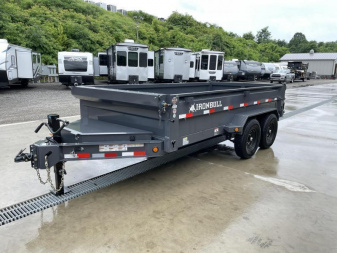 New 2026 Ironbull 7x16' Dump Trailer 14000# GVW * TARP KIT * SCISSOR HOIST * 8" I-BEAM FRAME * 1PC 7 GA FLOOR * COMBO GATE * UNDERBODY BED RUNNERS * OVERSIZED TOOLBOX * IRONCLAD WARRANTY