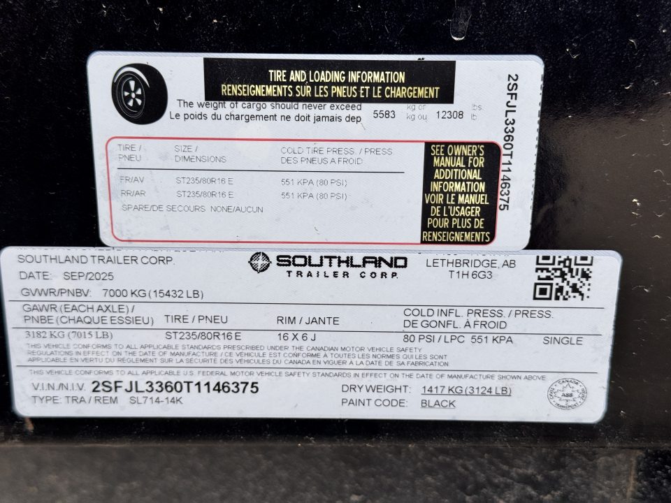 New 2026 Southland Trailers 7-14 Dump 7K Axles