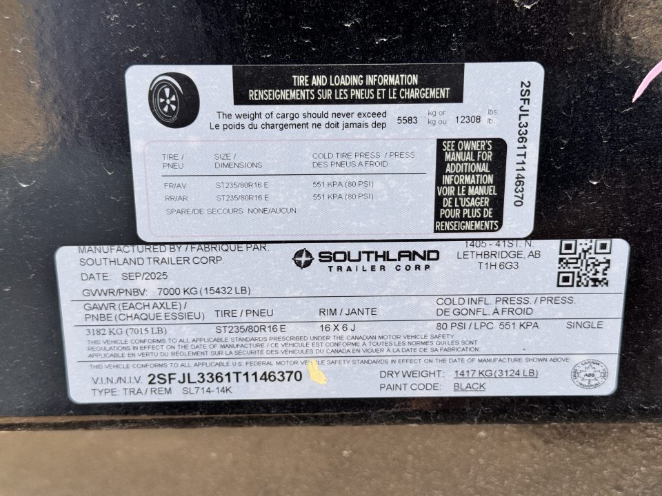 New 2026 Southland Trailers 7-14 Dump 7K Axles