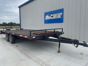 Used 2010 96X20 (16+4) STEEL FLOOR BUMPER PULL DECKOVER TRAILER, ( 2 )7,000lb AXLES W/ BRAKES, FOLD DOWN RAMPS