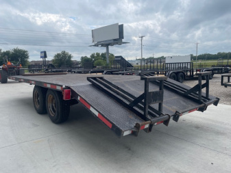 Used 2010 96X20 (16+4) STEEL FLOOR BUMPER PULL DECKOVER TRAILER, ( 2 )7,000lb AXLES W/ BRAKES, FOLD DOWN RAMPS