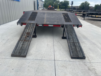 Used 2010 96X20 (16+4) STEEL FLOOR BUMPER PULL DECKOVER TRAILER, ( 2 )7,000lb AXLES W/ BRAKES, FOLD DOWN RAMPS