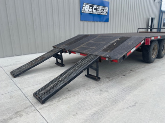 Used 2010 96X20 (16+4) STEEL FLOOR BUMPER PULL DECKOVER TRAILER, ( 2 )7,000lb AXLES W/ BRAKES, FOLD DOWN RAMPS