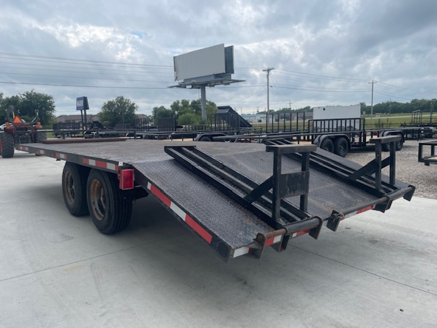 Used 2010 96X20 (16+4) STEEL FLOOR BUMPER PULL DECKOVER TRAILER, ( 2 )7,000lb AXLES W/ BRAKES, FOLD DOWN RAMPS