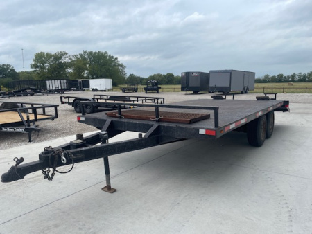 Used 2010 96X20 (16+4) STEEL FLOOR BUMPER PULL DECKOVER TRAILER, ( 2 )7,000lb AXLES W/ BRAKES, FOLD DOWN RAMPS
