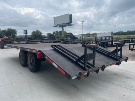 Used 2010 96X20 (16+4) STEEL FLOOR BUMPER PULL DECKOVER TRAILER, ( 2 )7,000lb AXLES W/ BRAKES, FOLD DOWN RAMPS