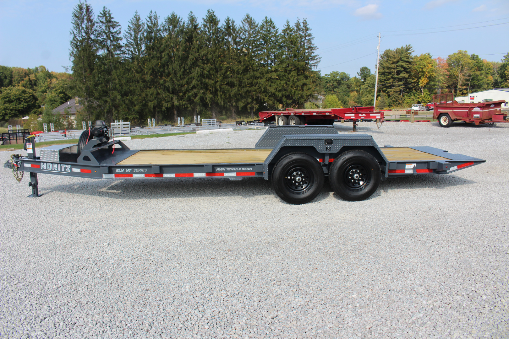 New 2026 Moritz 7' x 14' + 6' Low Pro - Hydraulic Power Tail - Equipment Trailer - 14000# GVW