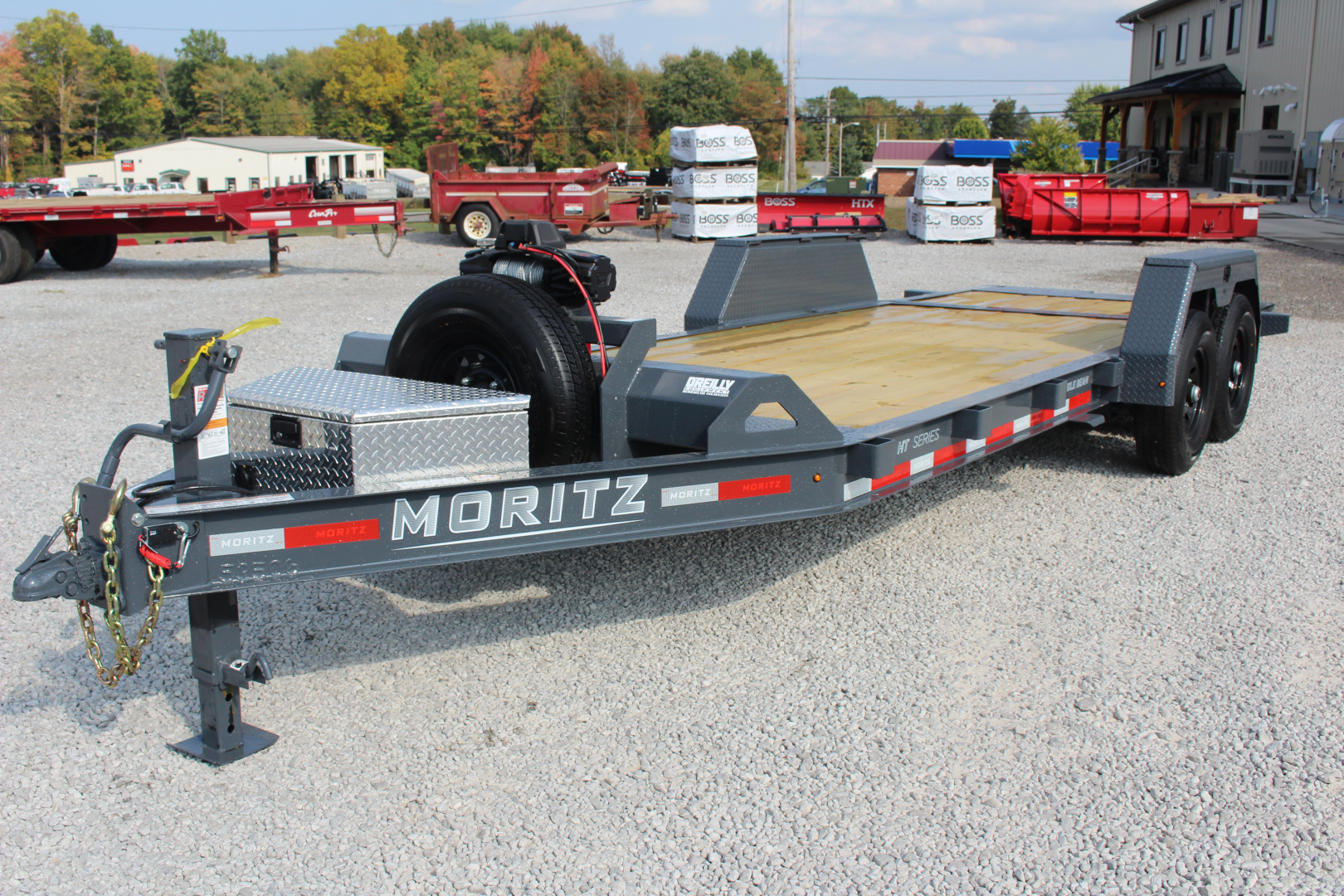 New 2026 Moritz 7' x 14' + 6' Low Pro - Hydraulic Power Tail - Equipment Trailer - 14000# GVW
