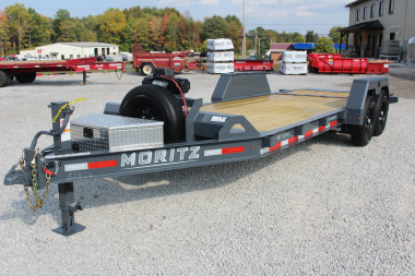 New 2026 Moritz 7' x 14' + 6' Low Pro - Hydraulic Power Tail - Equipment Trailer - 14000# GVW