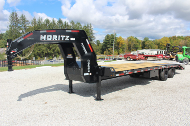New 2026 Moritz FDGH DT 25' + 5' GOOSENECK Deckover Flatbed Trailer- Full Width Aluminum Ramps- 25900# GVW