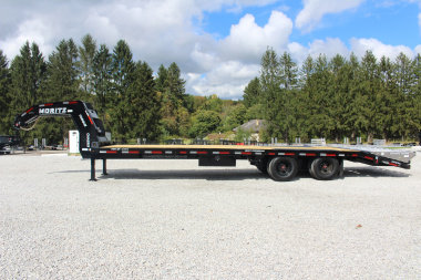 New 2026 Moritz FDGH DT 25' + 5' GOOSENECK Deckover Flatbed Trailer- Full Width Aluminum Ramps- 25900# GVW