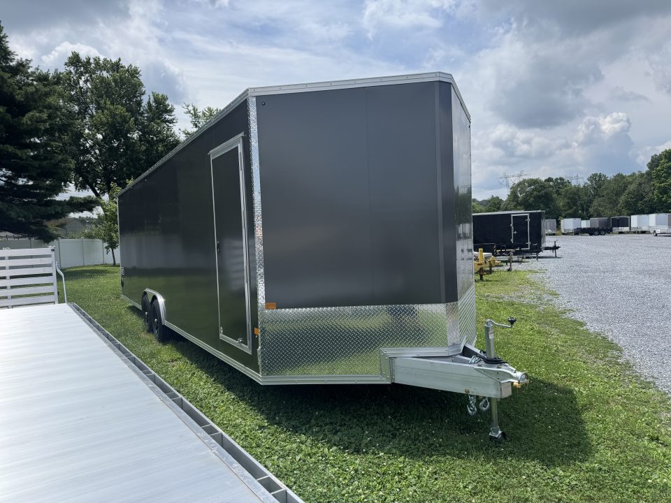 New 2027 E-Z Hauler EZEC8.5X28CH-XLT-P Car Hauler 71 SERIES 7 FOOT 1 INCH INTERIOR HEIGHT .080 POLY SIDES ESCAPE DOOR FREE ALUMINUM WHEEL UPGRADE SUMMER SALE ON NOW