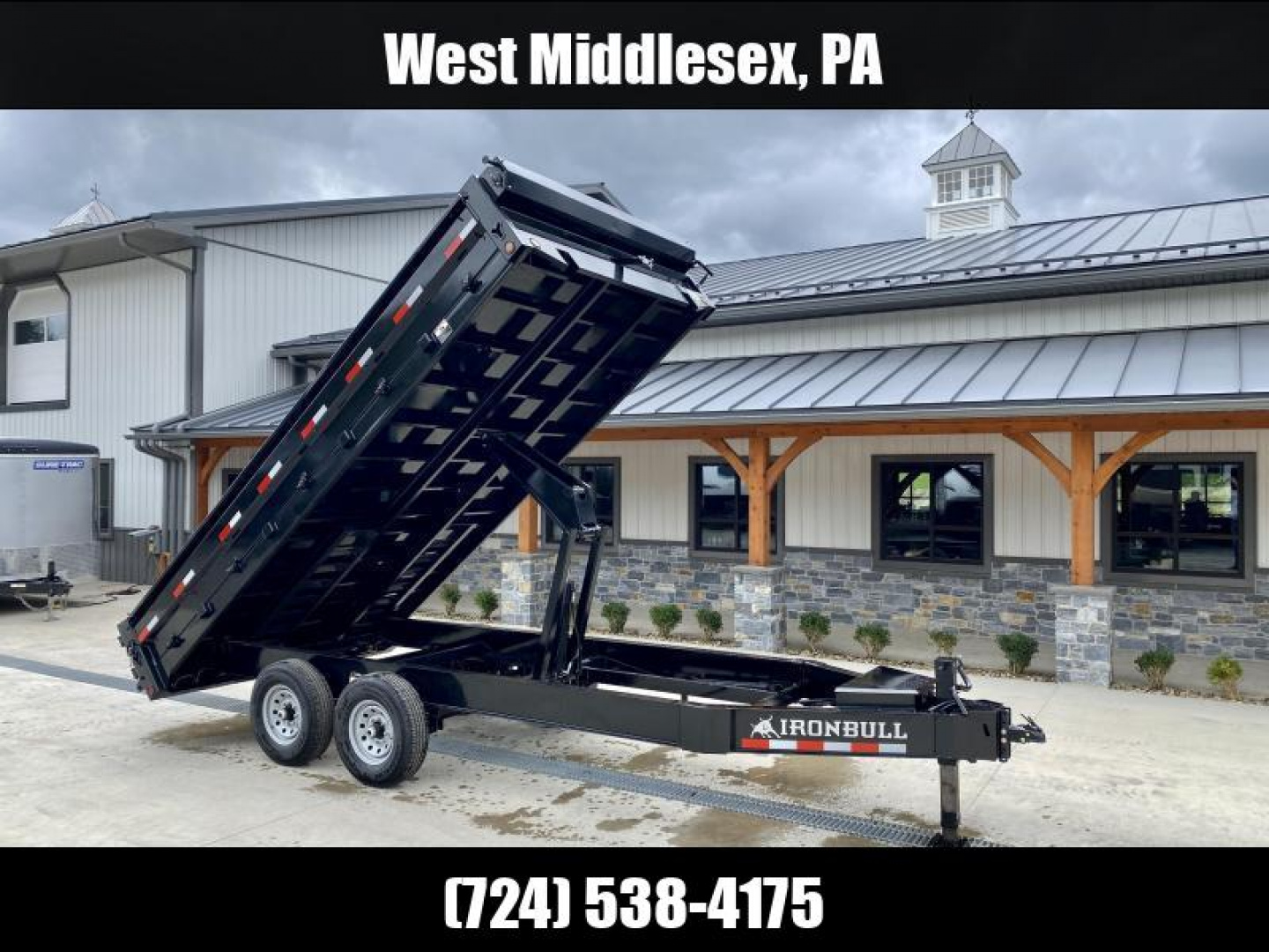 New 2025 Ironbull 8x16' Deckover Dump Trailer 16000# GVW * 8000# AXLES * 17.5" 16-PLY TIRES * TARP KIT * 10" I-BEAM FRAME * BED RUNNERS * FOLD DOWN SIDES * 5x20 SCISSOR HOIST * INTGRATED KEYWAY/10GA WALLS * IRONCLAD WARRANTY