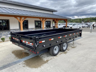 New 2025 Ironbull 8x16' Deckover Dump Trailer 16000# GVW * 8000# AXLES * 17.5" 16-PLY TIRES * TARP KIT * 10" I-BEAM FRAME * BED RUNNERS * FOLD DOWN SIDES * 5x20 SCISSOR HOIST * INTGRATED KEYWAY/10GA WALLS * IRONCLAD WARRANTY
