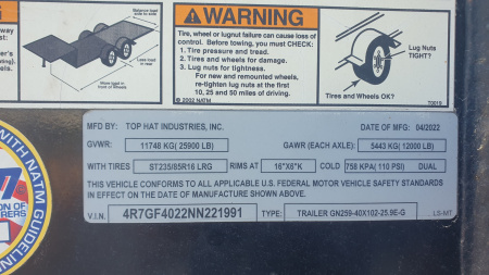 Used 2022 Top Hat 102"x40' GN Flatbed w/ Max Ramps