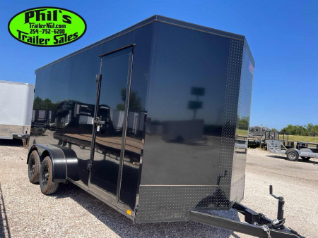 New 2025 Pace American 7X14 Cargo / Enclosed Trailer SCREWLESS .080 EXTERIOR & REAR WING!