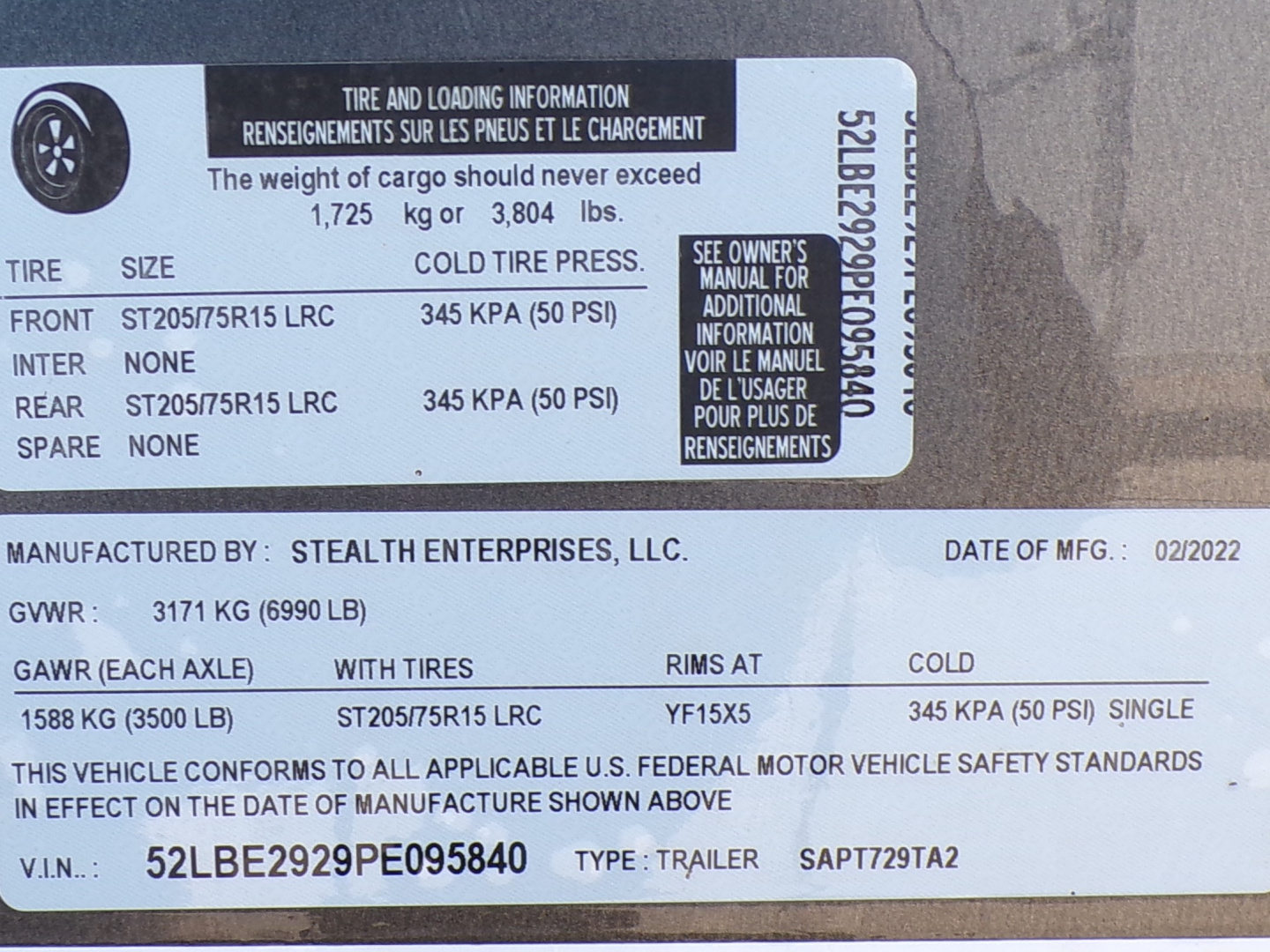 Used 2023 Stealth Predator 7 x 29 Enclosed Snowmobile Trailer - 840