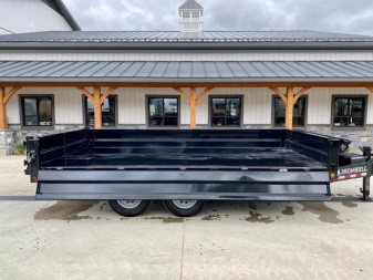 New 2026 Ironbull 8x16' Deckover Dump Trailer 16000# GVW * 8000# AXLES * 17.5" 16-PLY TIRES * TARP KIT * 10" I-BEAM FRAME * BED RUNNERS * FOLD DOWN SIDES * 5x20 SCISSOR HOIST * INTGRATED KEYWAY/10GA WALLS * IRONCLAD WARRANTY