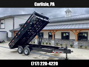 New 2026 Ironbull 8x16' Deckover Dump Trailer 16000# GVW * 8000# AXLES * 17.5  16-PLY TIRES * TARP KIT * 10  I-BEAM FRAME * BED RUNNERS * FOLD DOWN SIDES * 5x20 SCISSOR HOIST * INTGRATED KEYWAY/10GA WALLS * IRONCLAD WARRANTY