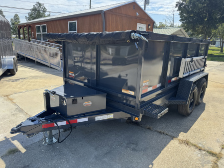 New 2026 Covered Wagon Trailers 6x12 10k GVWR Dump Trailer 3 ft Wall