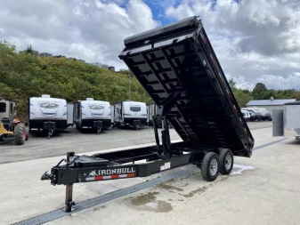 New 2026 Ironbull 8x16' Deckover Dump Trailer 14000# GVW * TARP KIT * 10" I-BEAM FRAME * BED RUNNERS * 12K JACK * FOLD DOWN SIDES * OVERSIZE 5x20 SCISSOR * INTGRATED KEYWAY/10GA WALLS * IRONCLAD WARRANTY