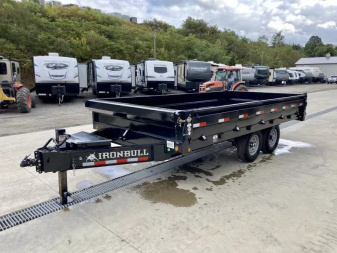 New 2026 Ironbull 8x16' Deckover Dump Trailer 14000# GVW * TARP KIT * 10" I-BEAM FRAME * BED RUNNERS * 12K JACK * FOLD DOWN SIDES * OVERSIZE 5x20 SCISSOR * INTGRATED KEYWAY/10GA WALLS * IRONCLAD WARRANTY