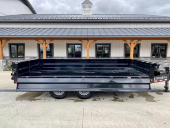 New 2026 Ironbull 8x16' Deckover Dump Trailer 14000# GVW * TARP KIT * 10" I-BEAM FRAME * BED RUNNERS * 12K JACK * FOLD DOWN SIDES * OVERSIZE 5x20 SCISSOR * INTGRATED KEYWAY/10GA WALLS * IRONCLAD WARRANTY