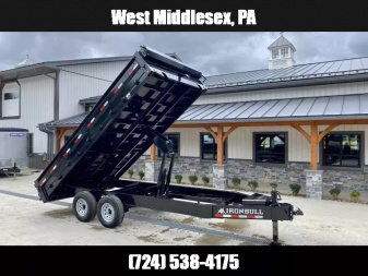 New 2026 Ironbull 8x16' Deckover Dump Trailer 14000# GVW * TARP KIT * 10" I-BEAM FRAME * BED RUNNERS * 12K JACK * FOLD DOWN SIDES * OVERSIZE 5x20 SCISSOR * INTGRATED KEYWAY/10GA WALLS * IRONCLAD WARRANTY