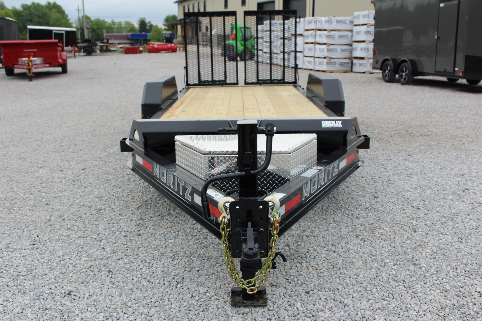 New 2026 Moritz ELBH 7' x 18' Low Pro - Split Mesh Ramps- Equipment Trailer - 14000# GVW
