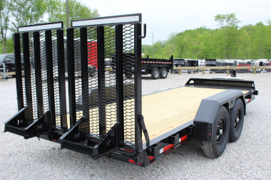 New 2026 Moritz ELBH 7' x 18' Low Pro - Split Mesh Ramps- Equipment Trailer - 14000# GVW