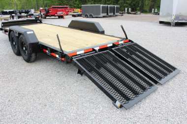 New 2026 Moritz ELBH 7' x 18' Low Pro - Split Mesh Ramps- Equipment Trailer - 14000# GVW