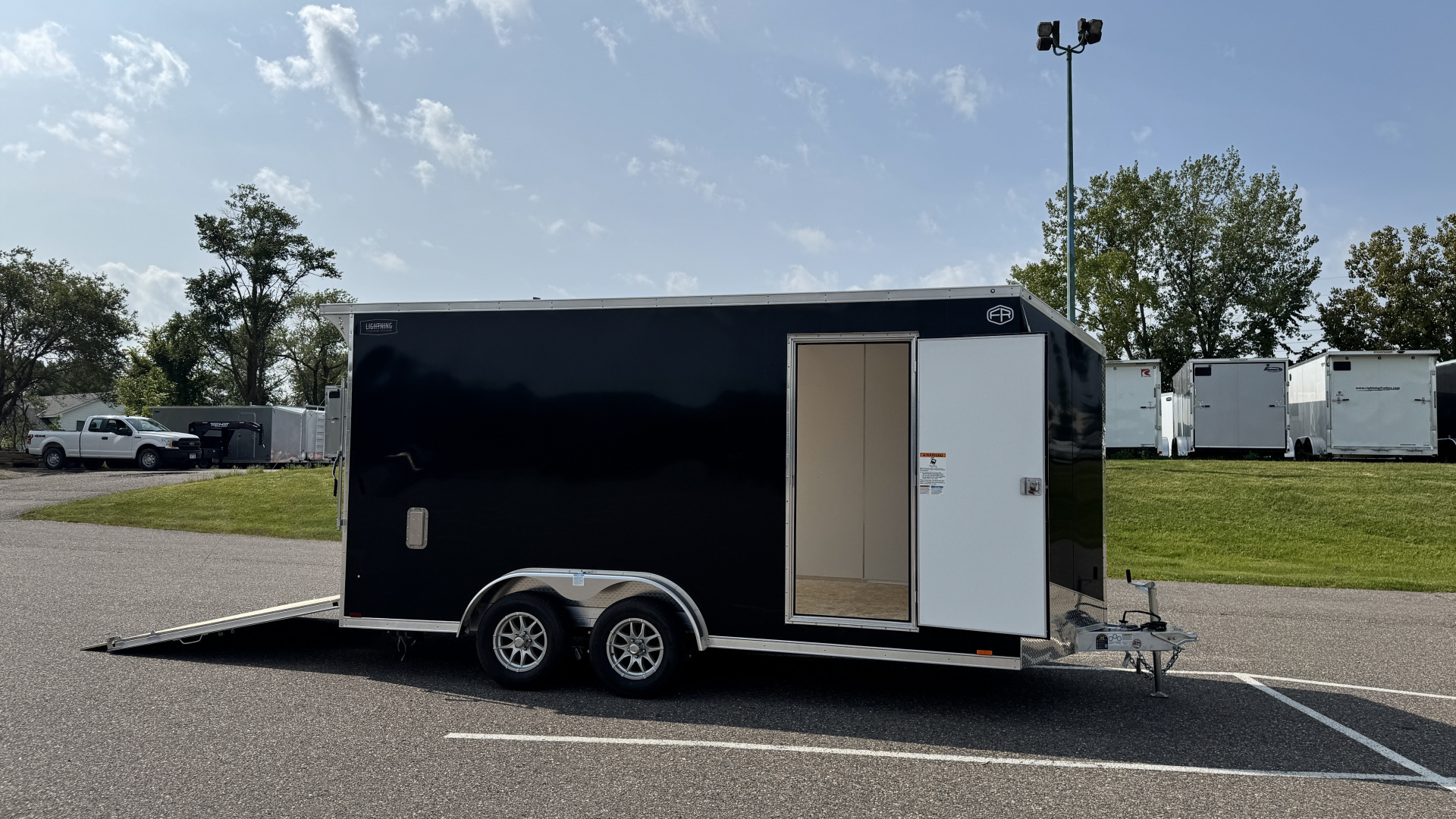 Trailer With Rear Ramp Gate New Lightning 7.5x16 Aluminum Enclosed Trailer - Rear ramp door! for ...