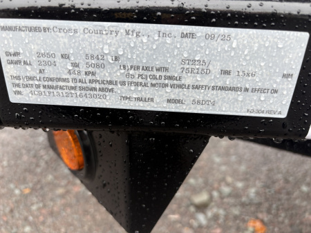 New 2025 Cross Country Manufacturing 5x8 6K Dump Trailer with Standard Tailgate