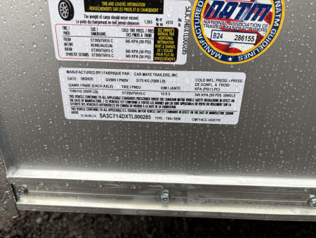 New 2026 Car Mate Trailers 7x14 7K 80" Interior Height Contractor with Rear Double Doors