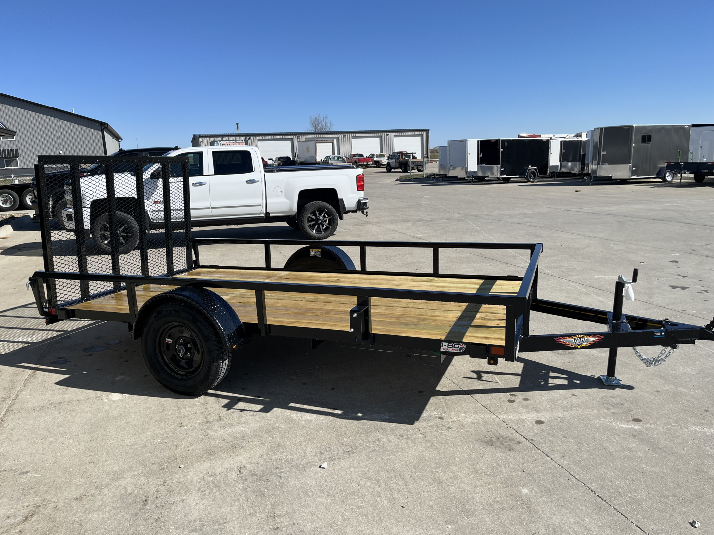 New 2026 H&H Black 76"x12' 3k Rail Side Utility Trailer