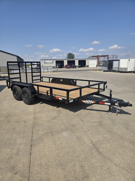 New 2026 H&H Black 82 x14' 7k Rail Side Utility Trailer