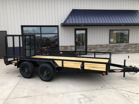 New 2026 H&H Black 82 x16' 7k Rail Side Utility Trailer