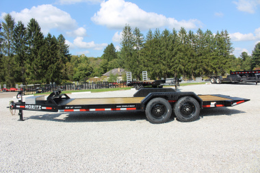 New 2026 Moritz 7' x 14' + 6' Low Pro - Hydraulic Power Tail - Equipment Trailer - 16000# GVW