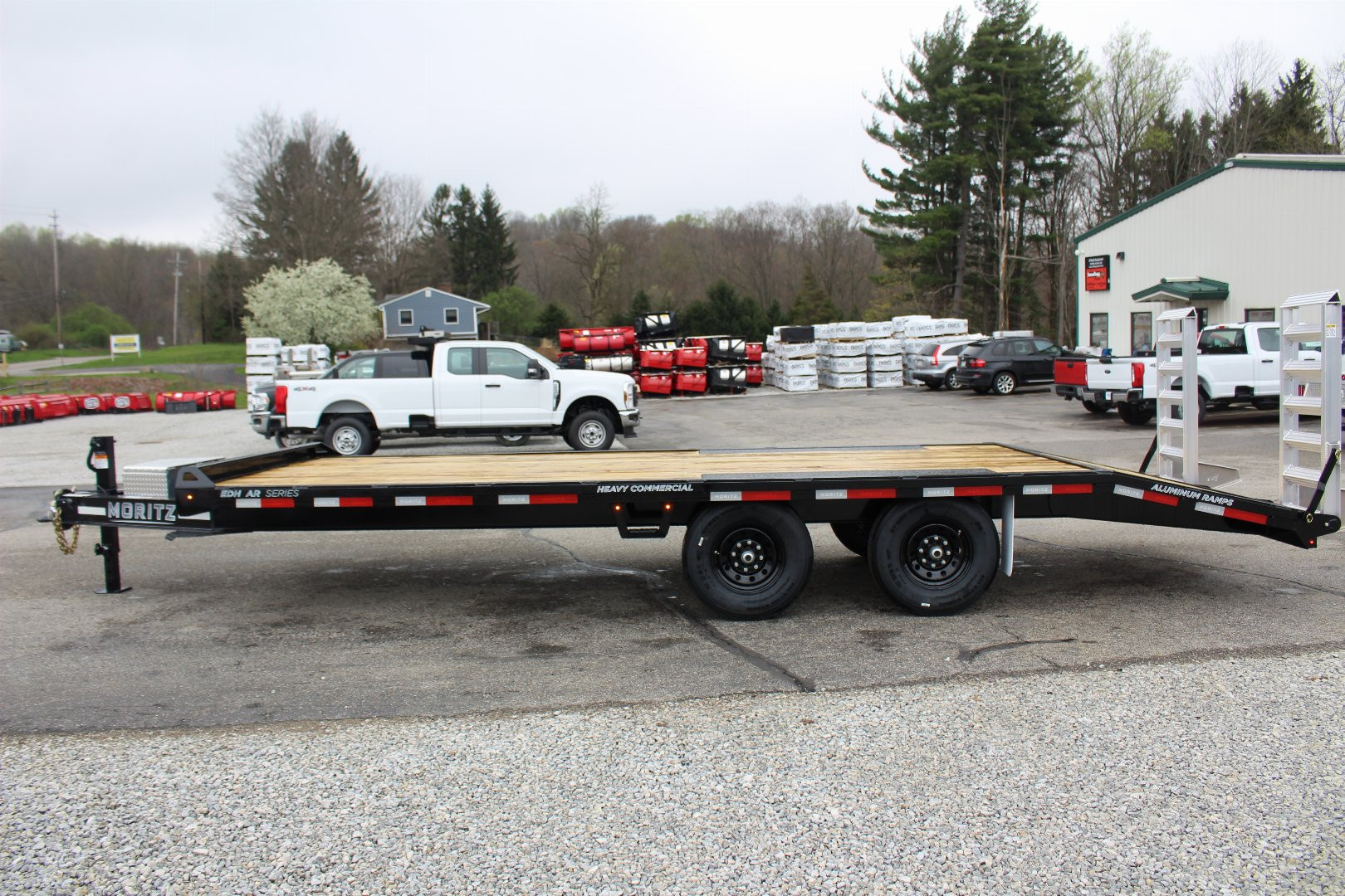 New 2026 Moritz 8' 6" x 18' + 4' Deckover Flatbed w/ Beavertail - Aluminum Ramps - 14,000# GVW